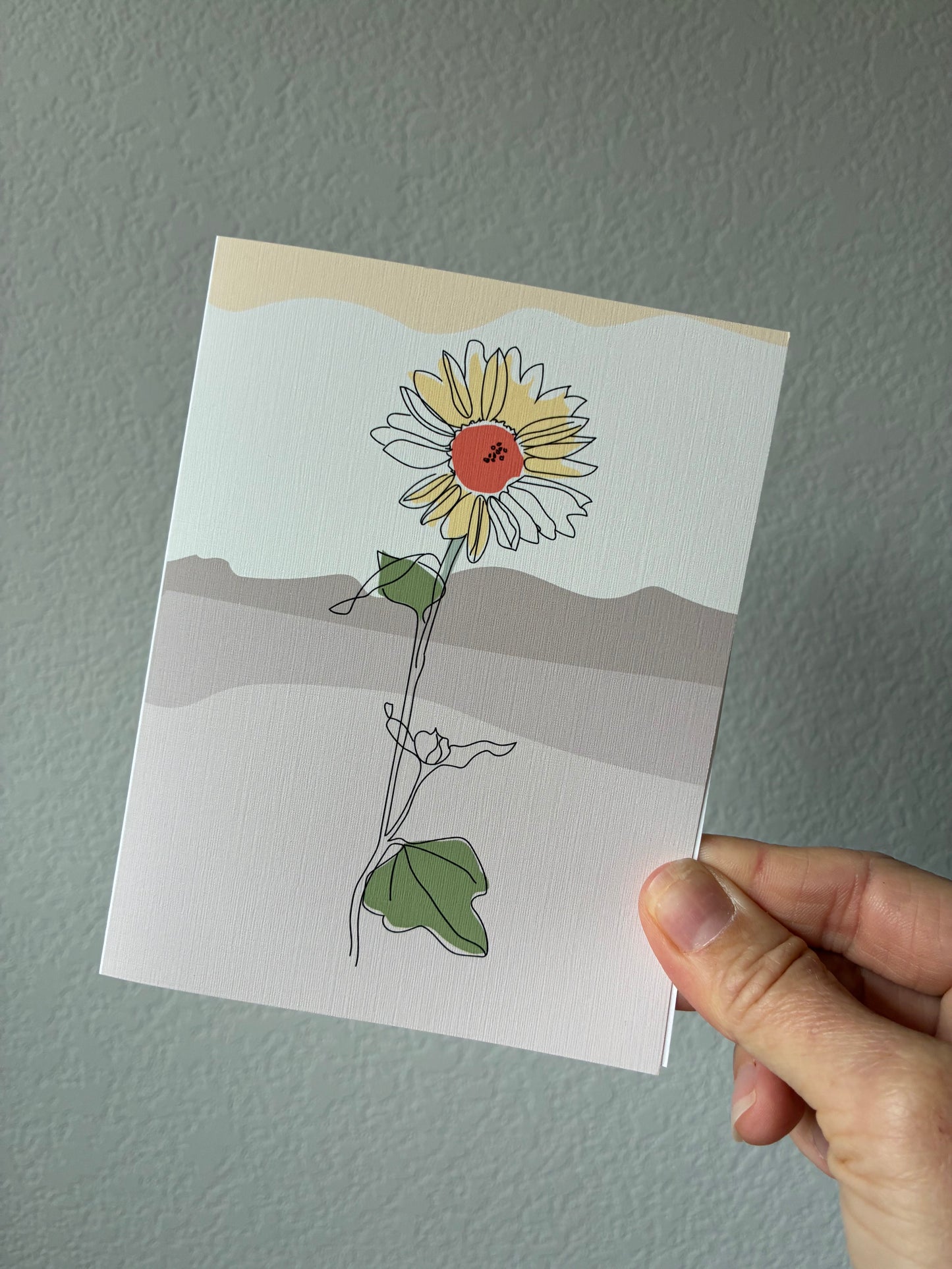 Abstract Sunflower Line Drawing Greeting Card