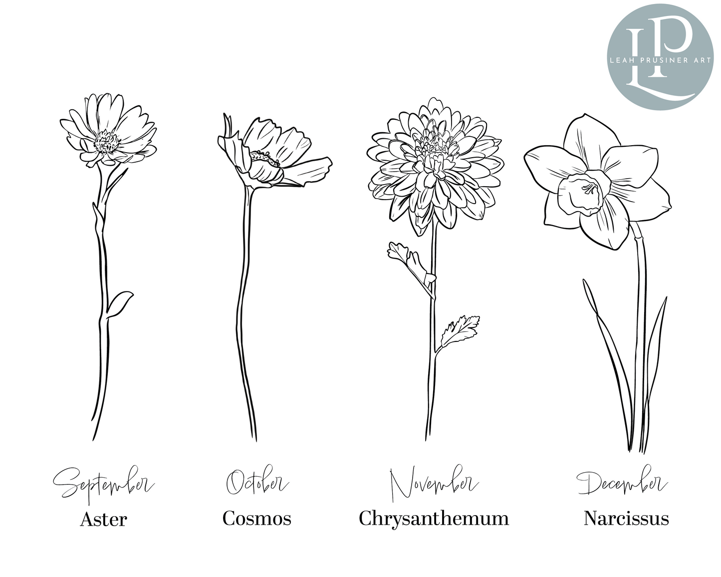 Personalized Birth Month Flower Art Print