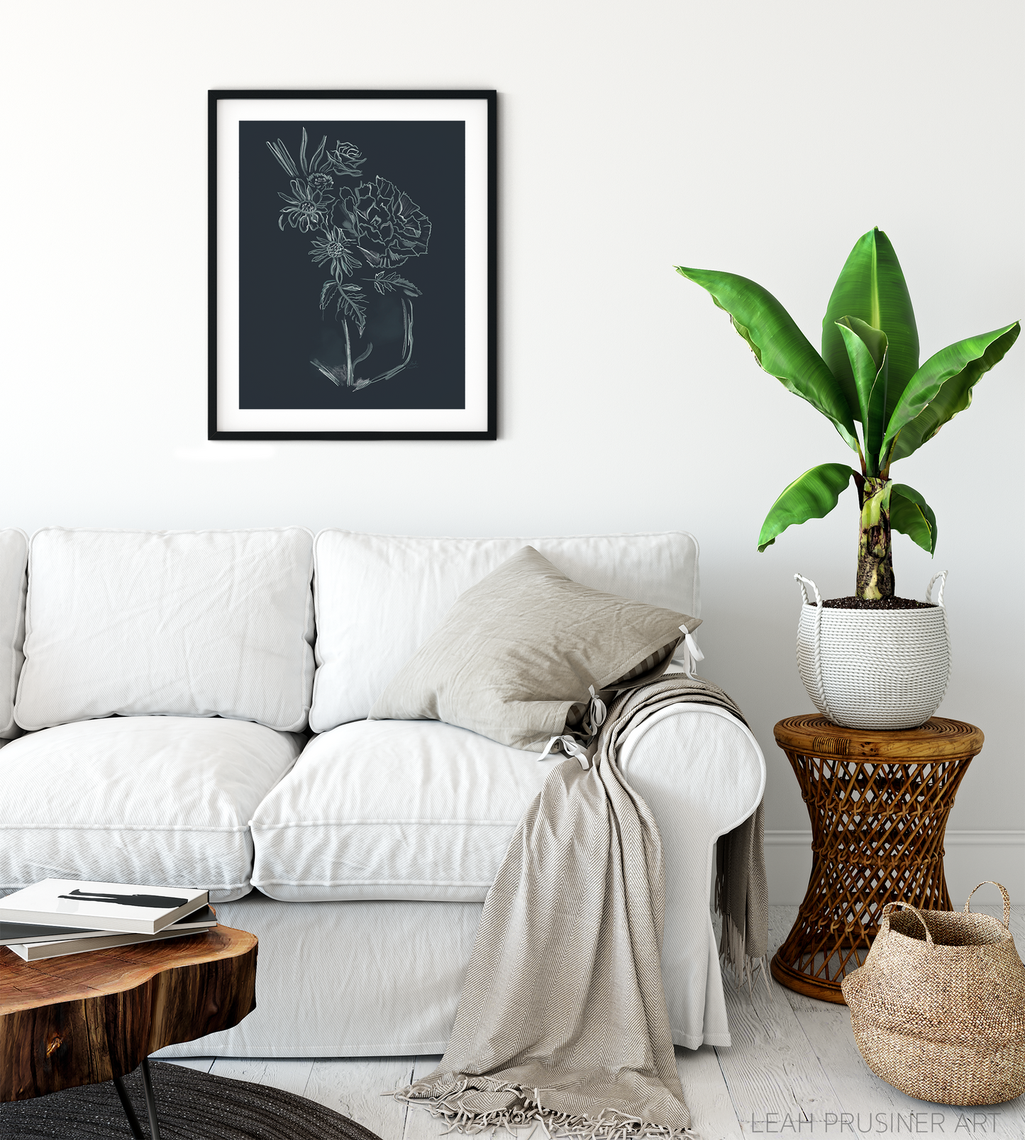 Moody Abstract Flowers Art Print