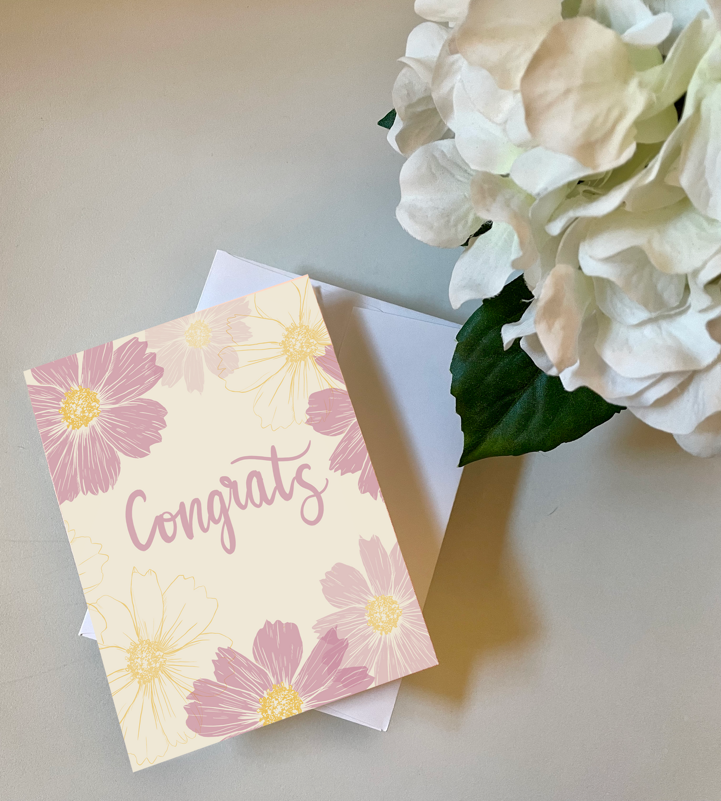 Dreamy Delicate Cosmos Flowers Card