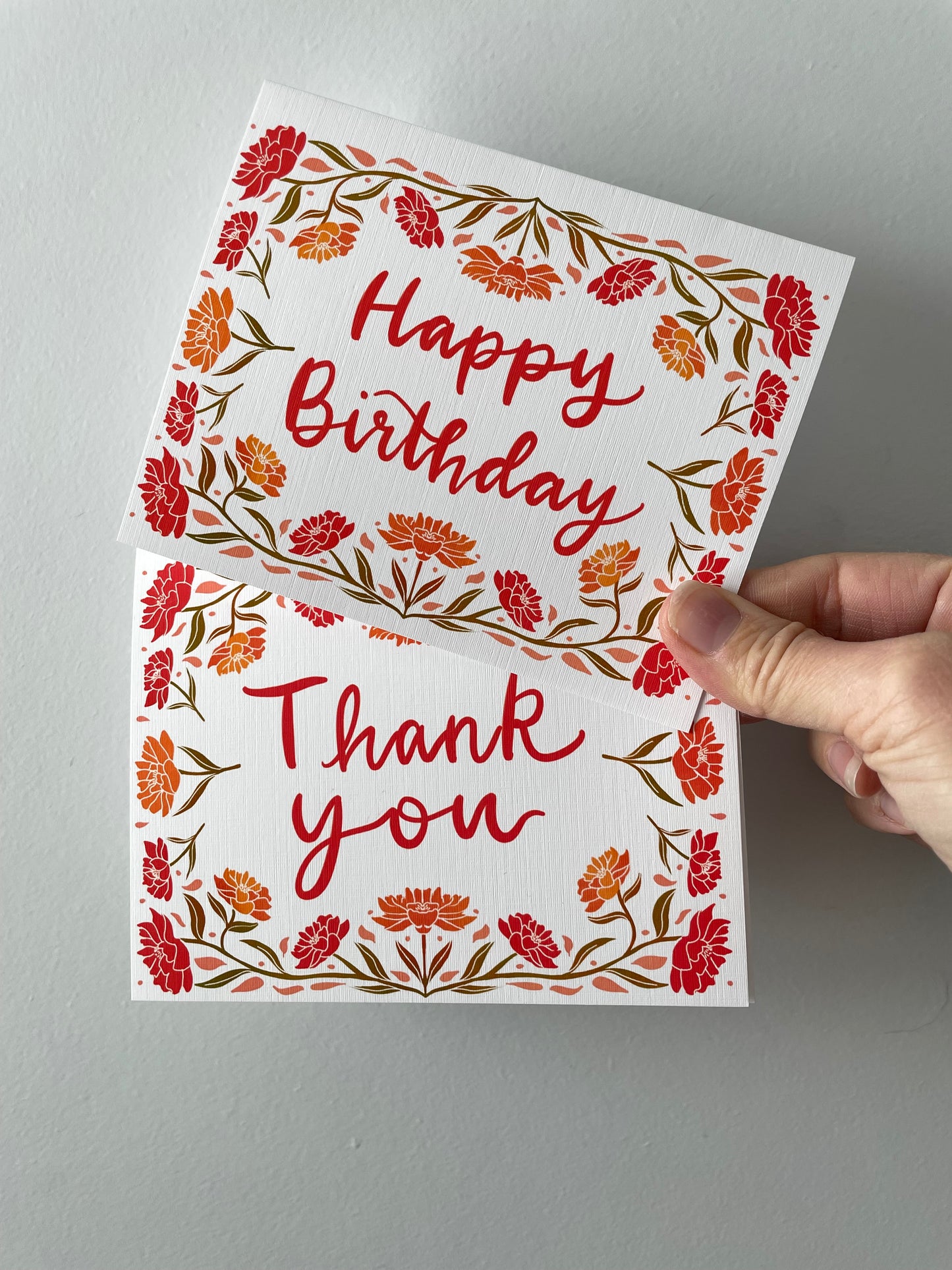 Fall Floral Border Thank You or Birthday Greeting Card