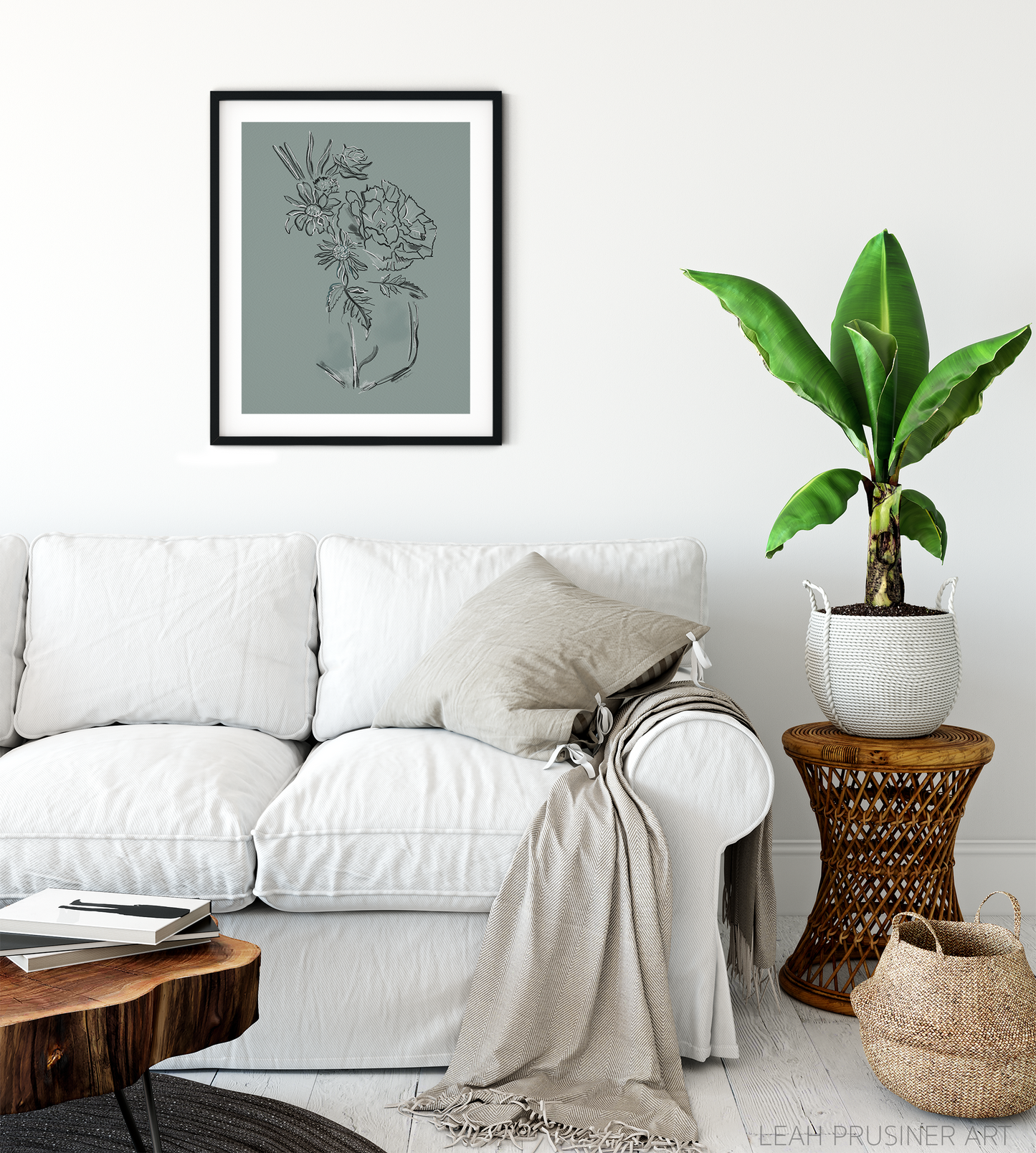 Moody Abstract Flowers Art Print