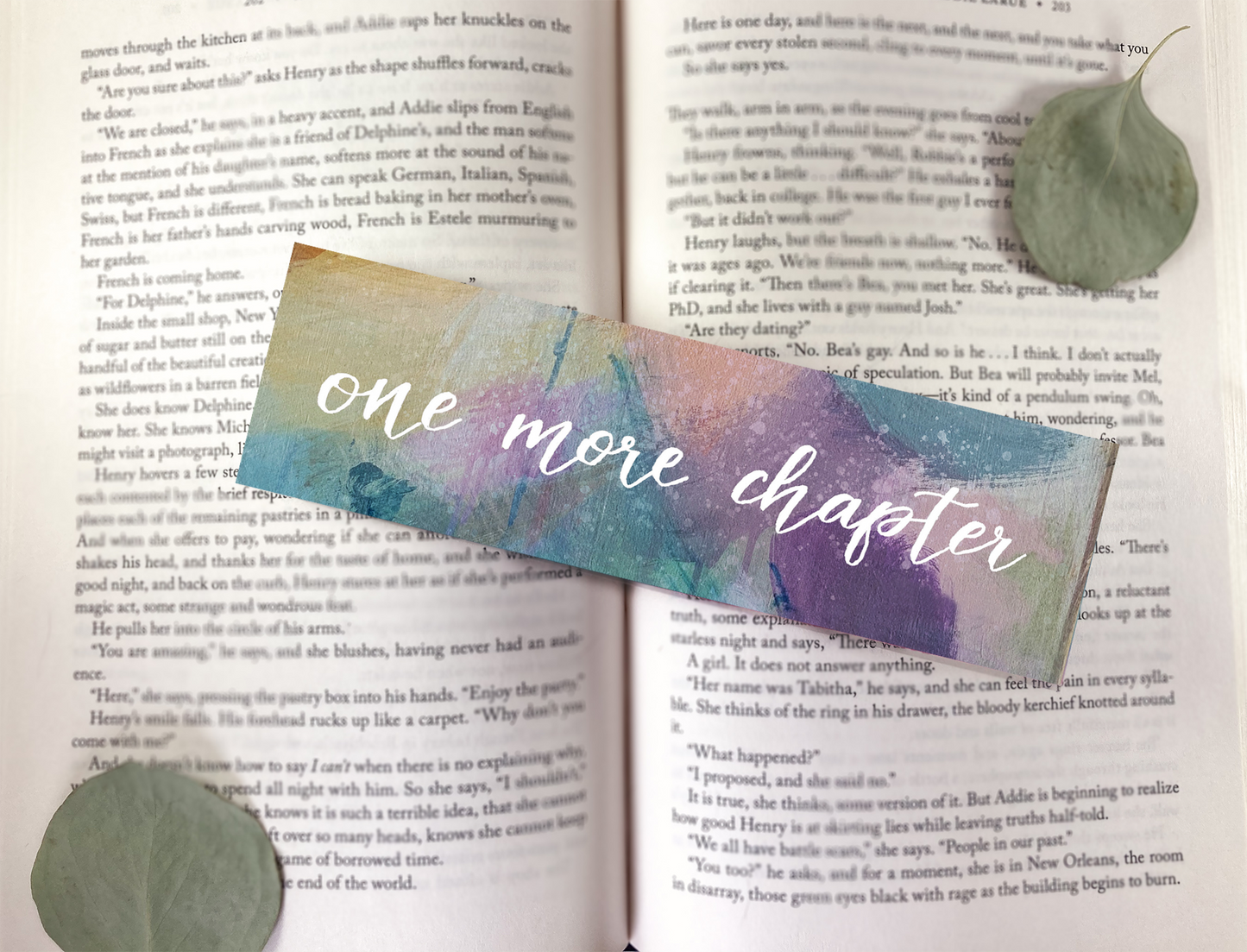 One More Chapter Hand Lettered Abstract Bookmark