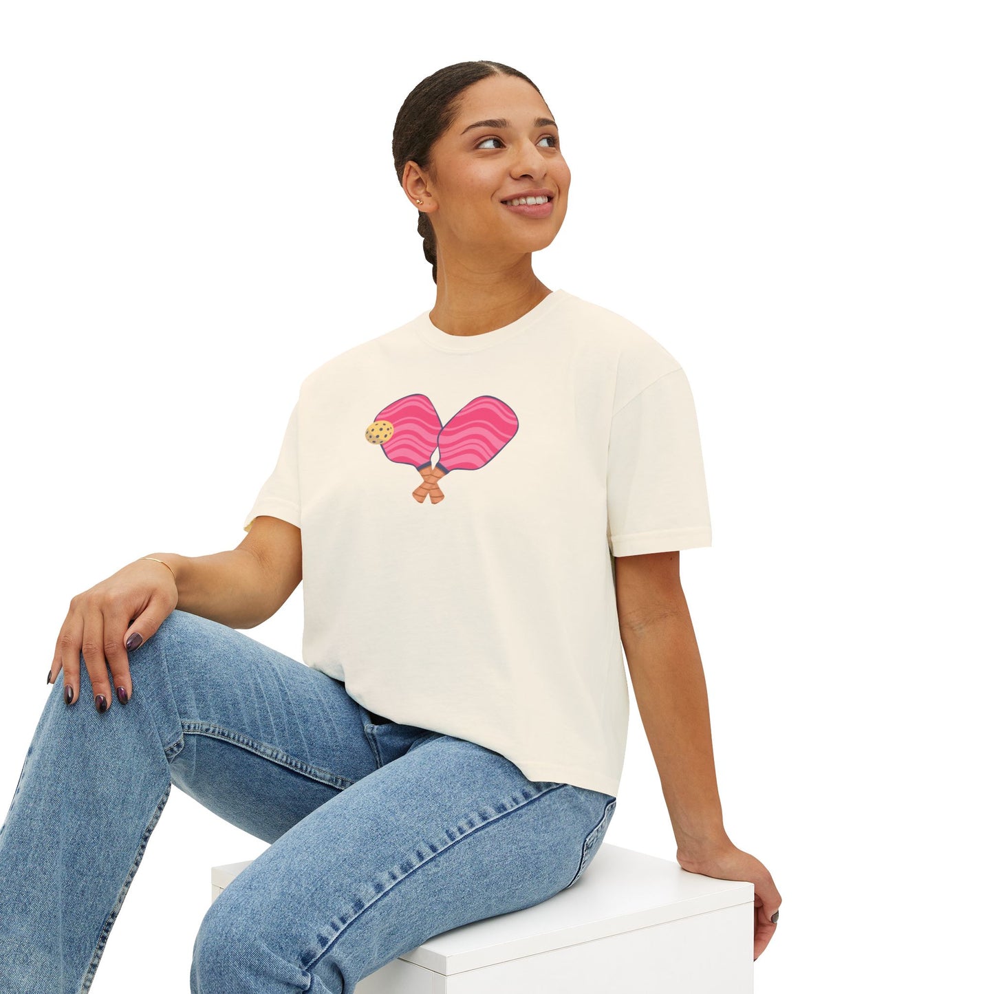 Pink Pickleball Paddles Women's Boxy Tee