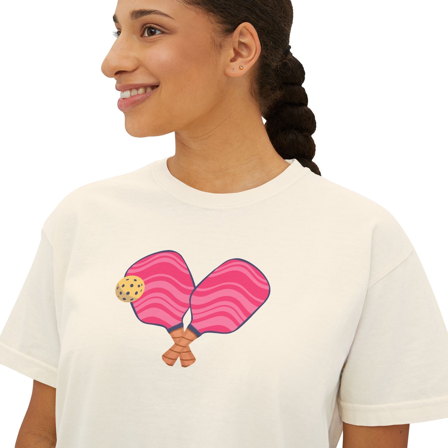 Pink Pickleball Paddles Women's Boxy Tee