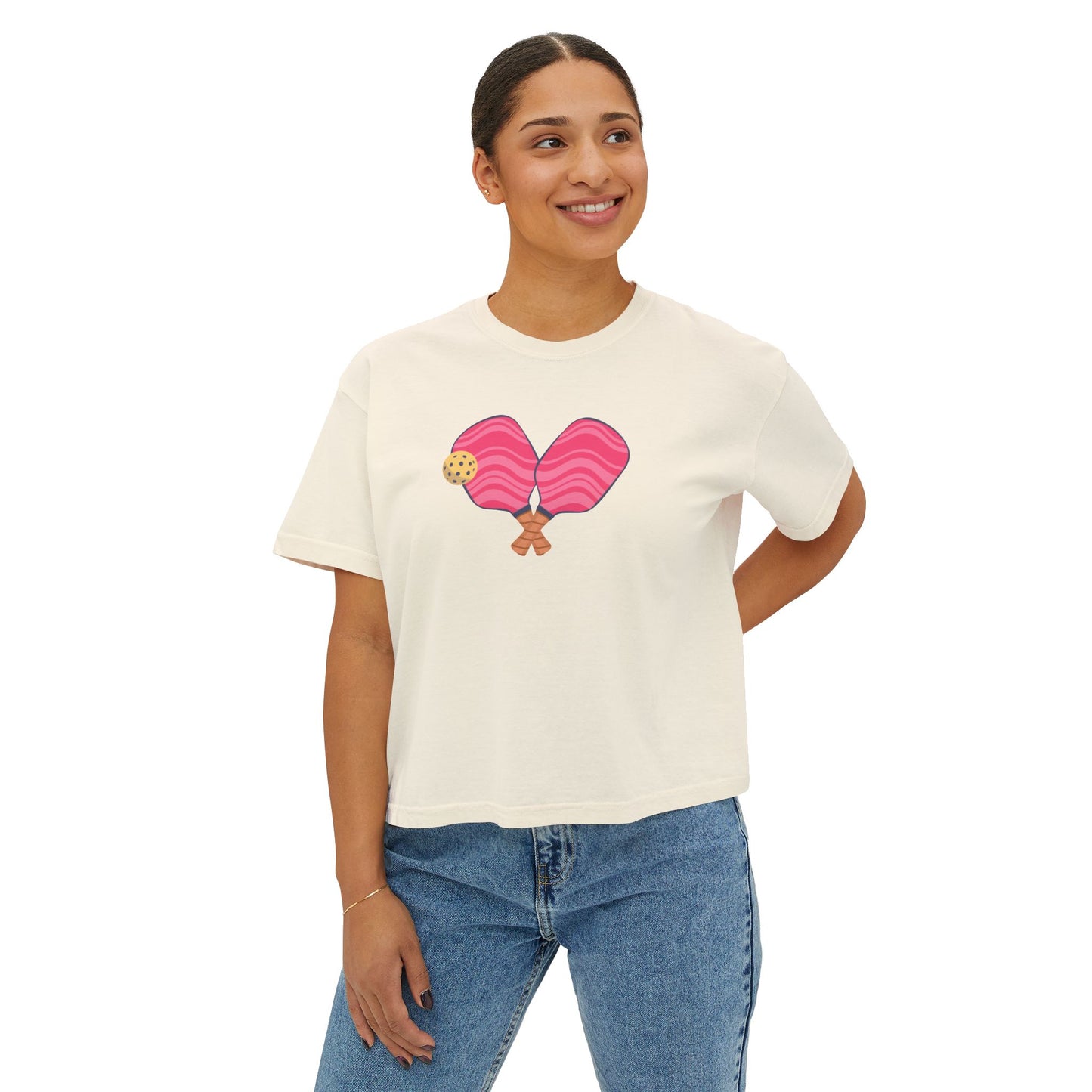 Pink Pickleball Paddles Women's Boxy Tee