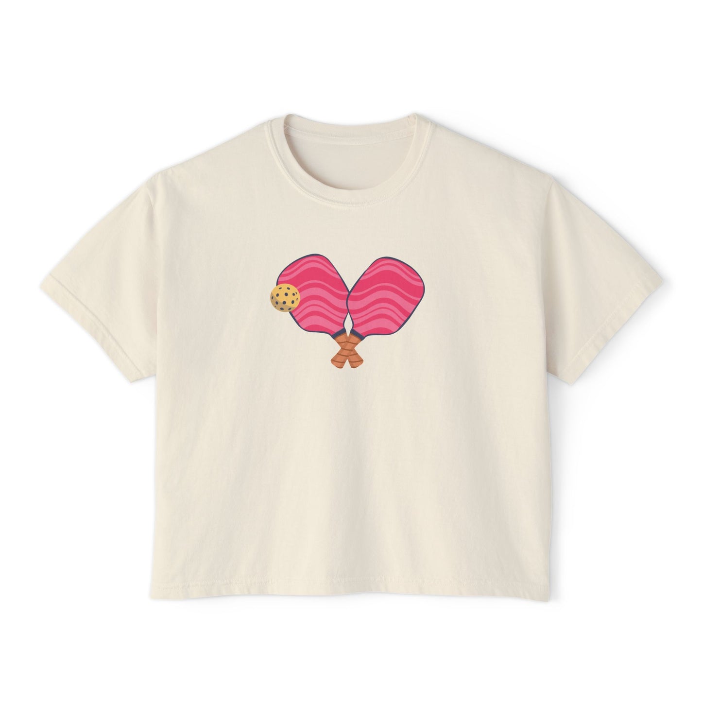 Pink Pickleball Paddles Women's Boxy Tee