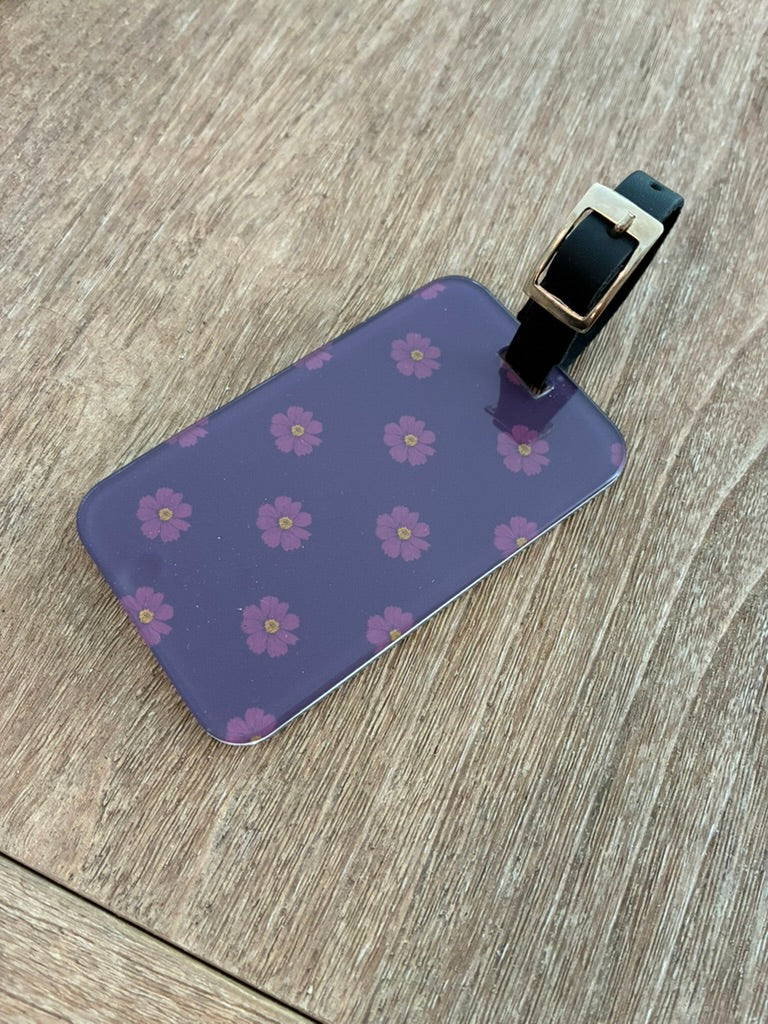 Purple Floral Luggage tag