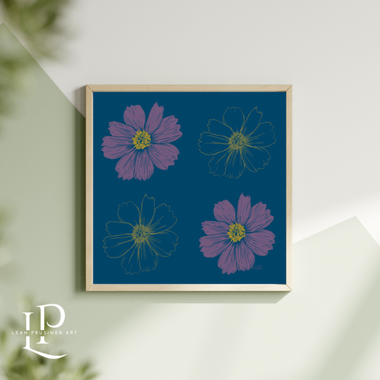 Dreamy Four Flowers Square Art Print