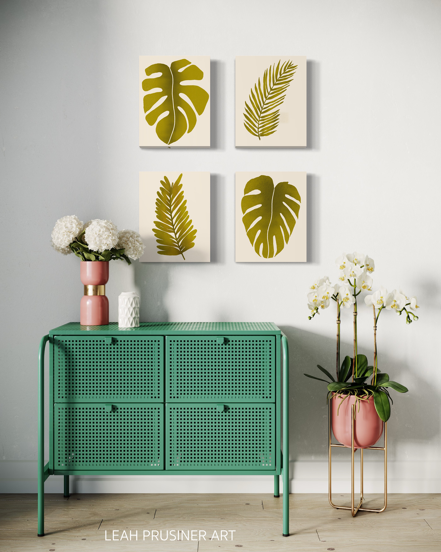 Tropical Leaves Gallery Wall Set of 4 Art Prints