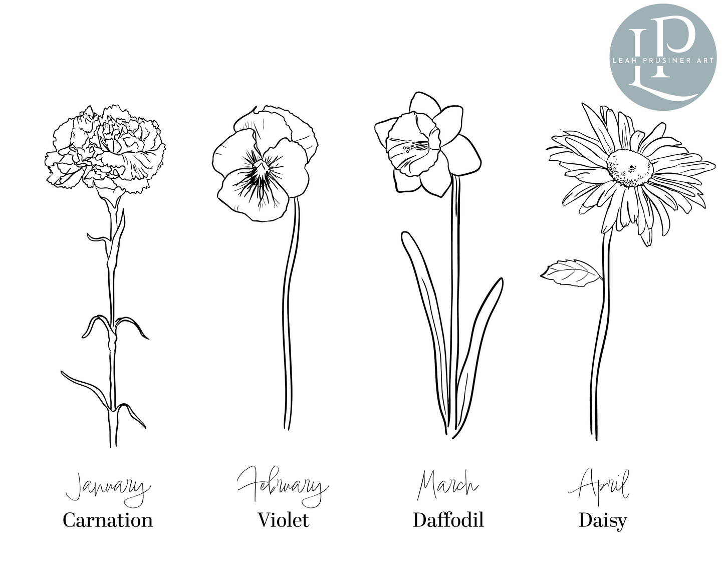 Personalized Birth Month Flower Art Print