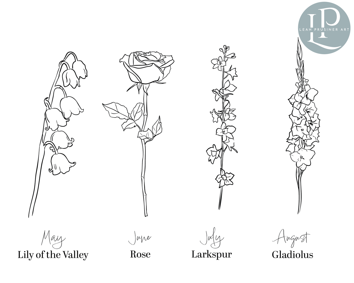 Personalized Birth Month Flower Art Print