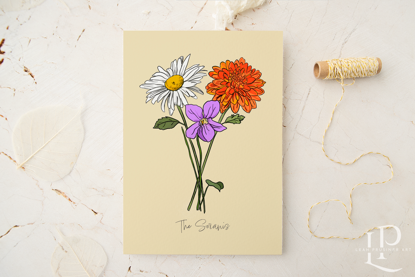 Custom Color Personalized Birth Month Flower Art Print