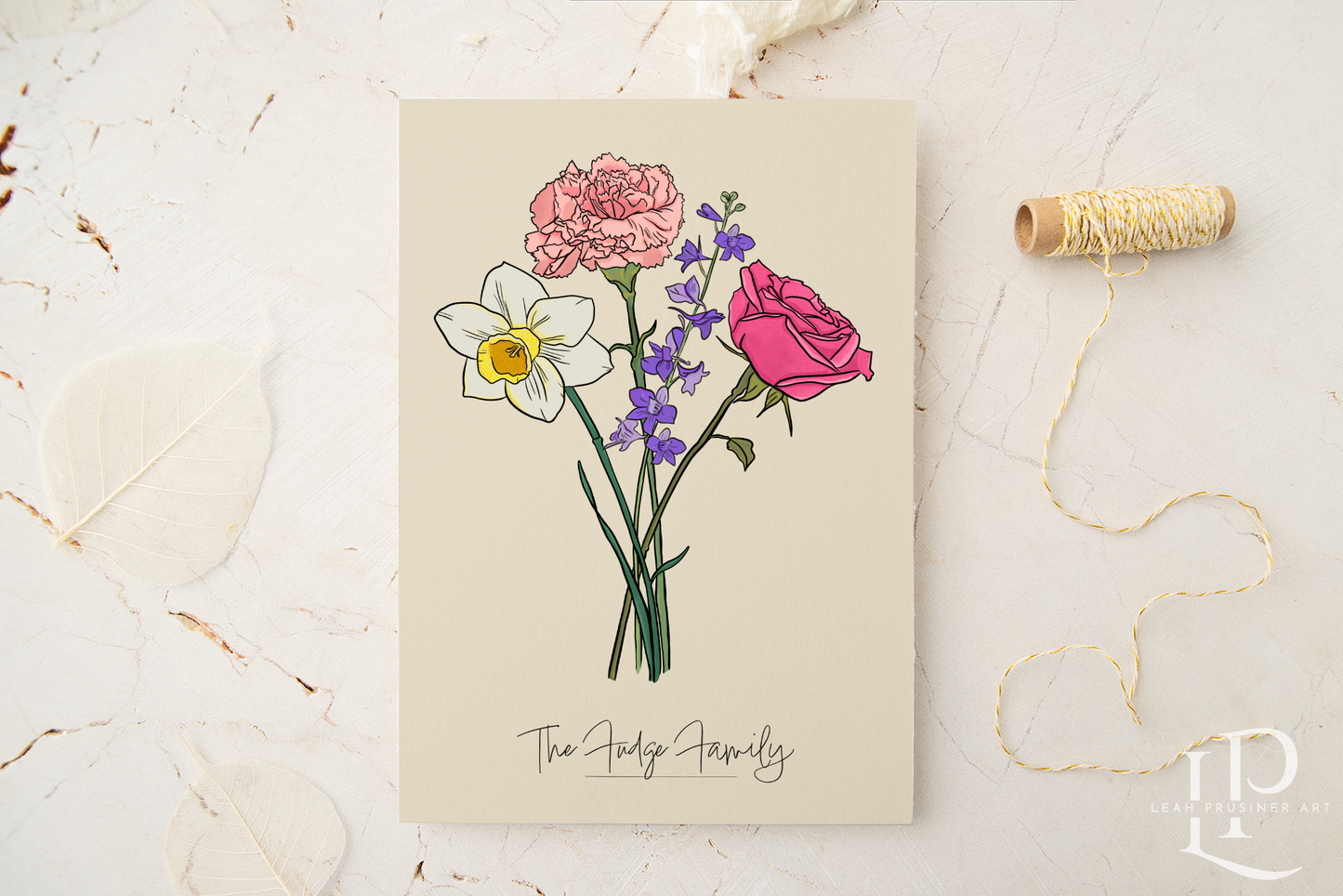 Custom Color Personalized Birth Month Flower Art Print