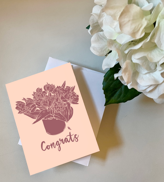 Flower Cutout Bouquet Card, Congrats, Thank You
