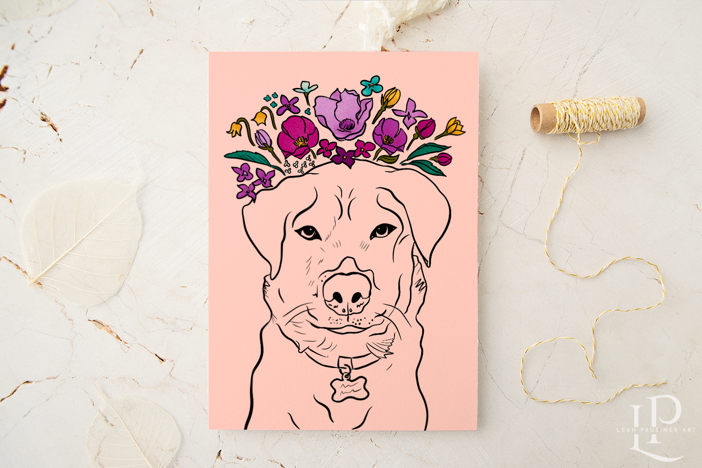 Flower Crown Dog Art Print
