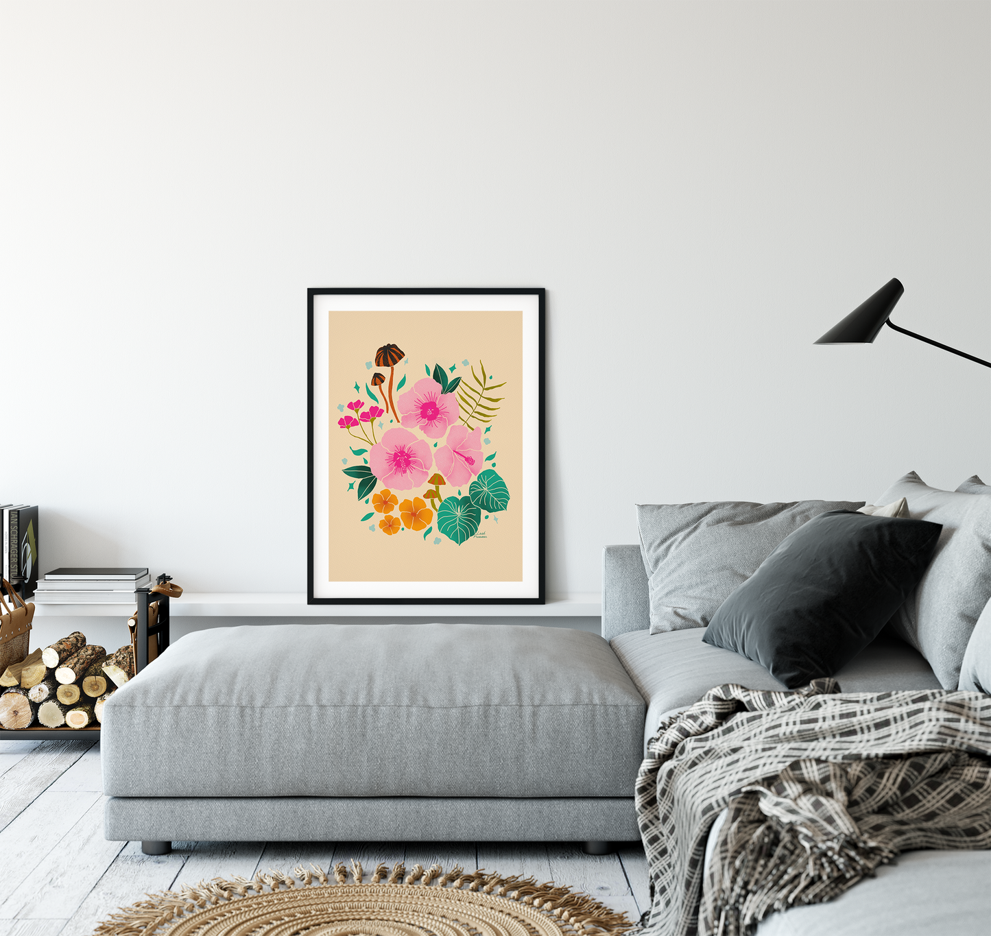 Tropical Shrooms & Blooms Art Print