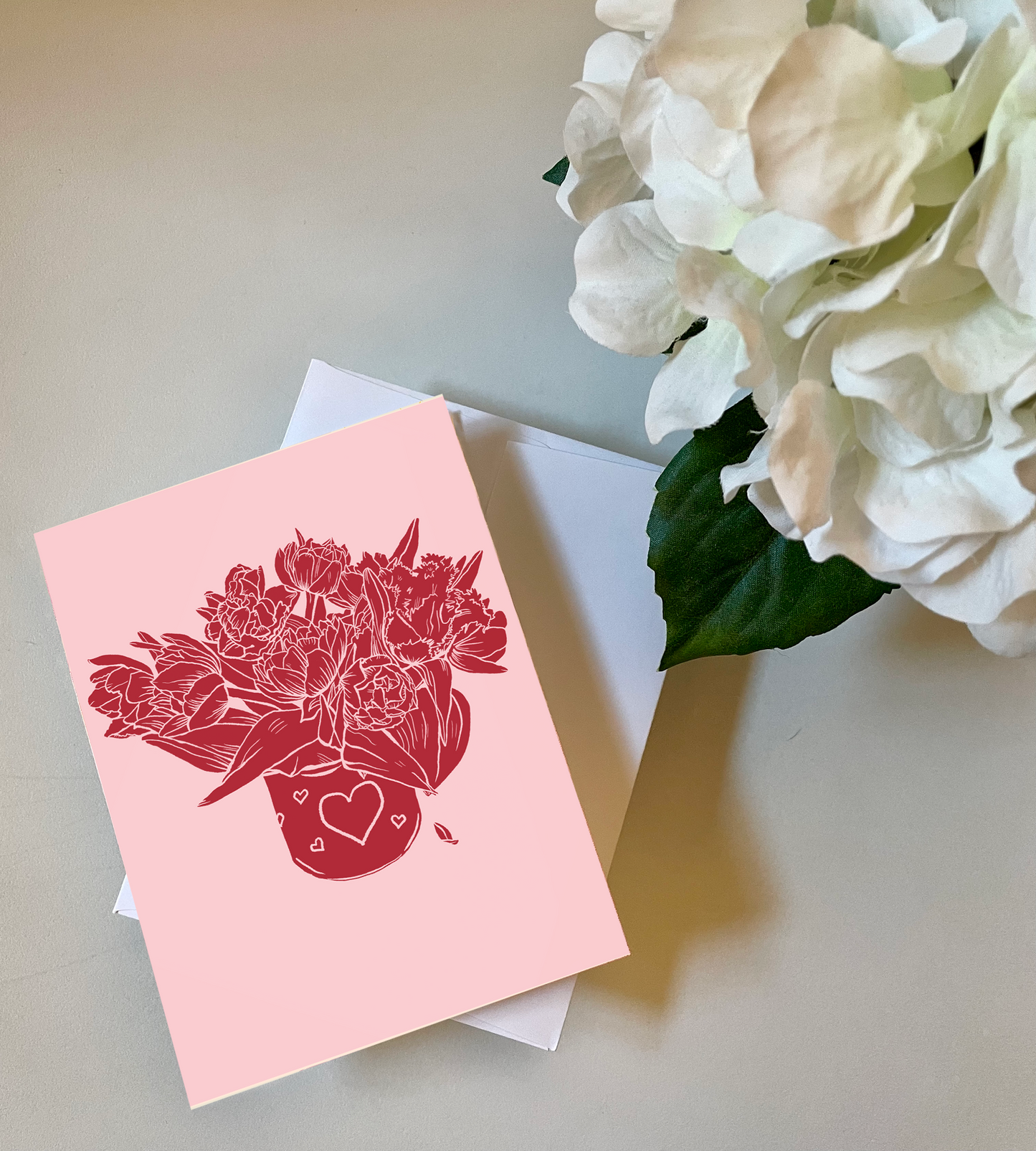 Hearts and Flowers Pink Card