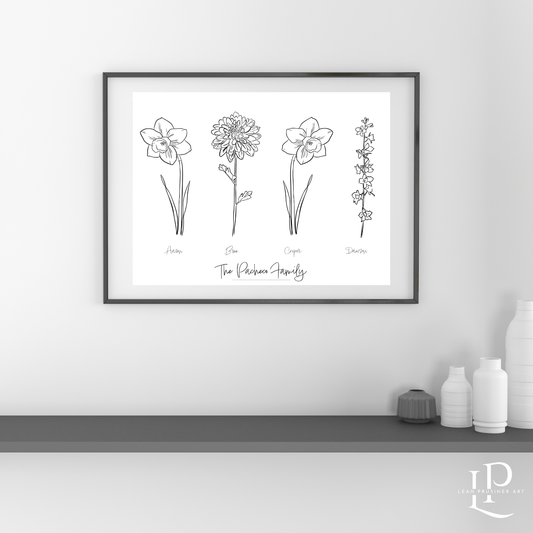 Personalized Birth Month Flower Art Print