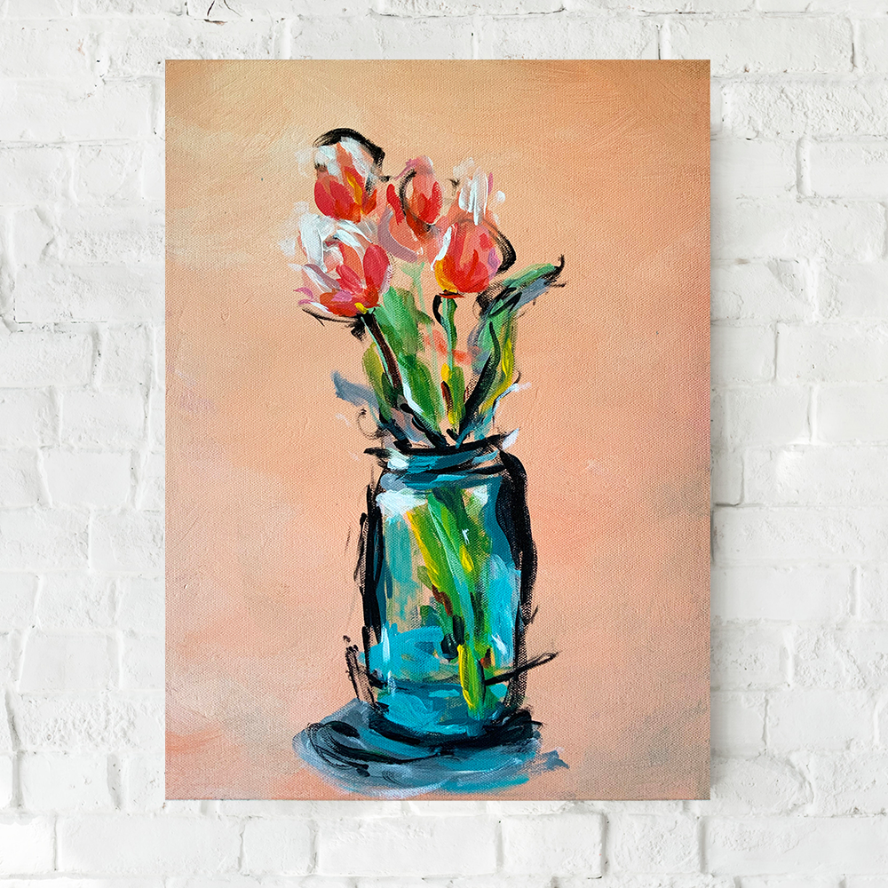 Peach Tulips Original Painting