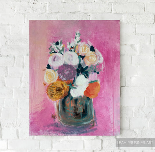 Abstract Floral Pink Original Painting