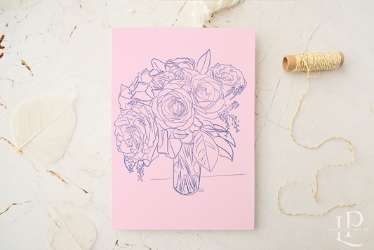 Monochromatic Outline Bouquet - Pink or Blue