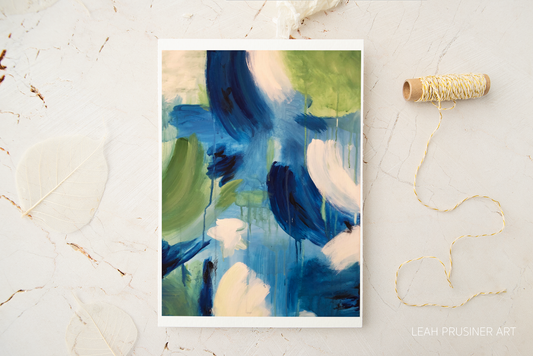 Pretty in Pink In Blue Abstract Art Print