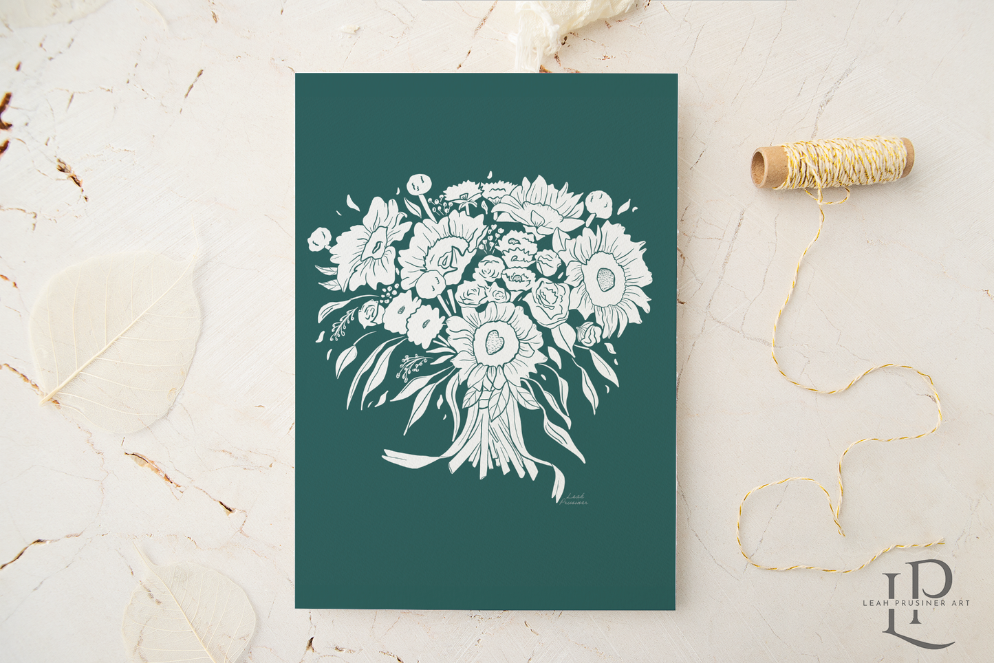 Sunflower Bouquet Art Print - Purple or Green