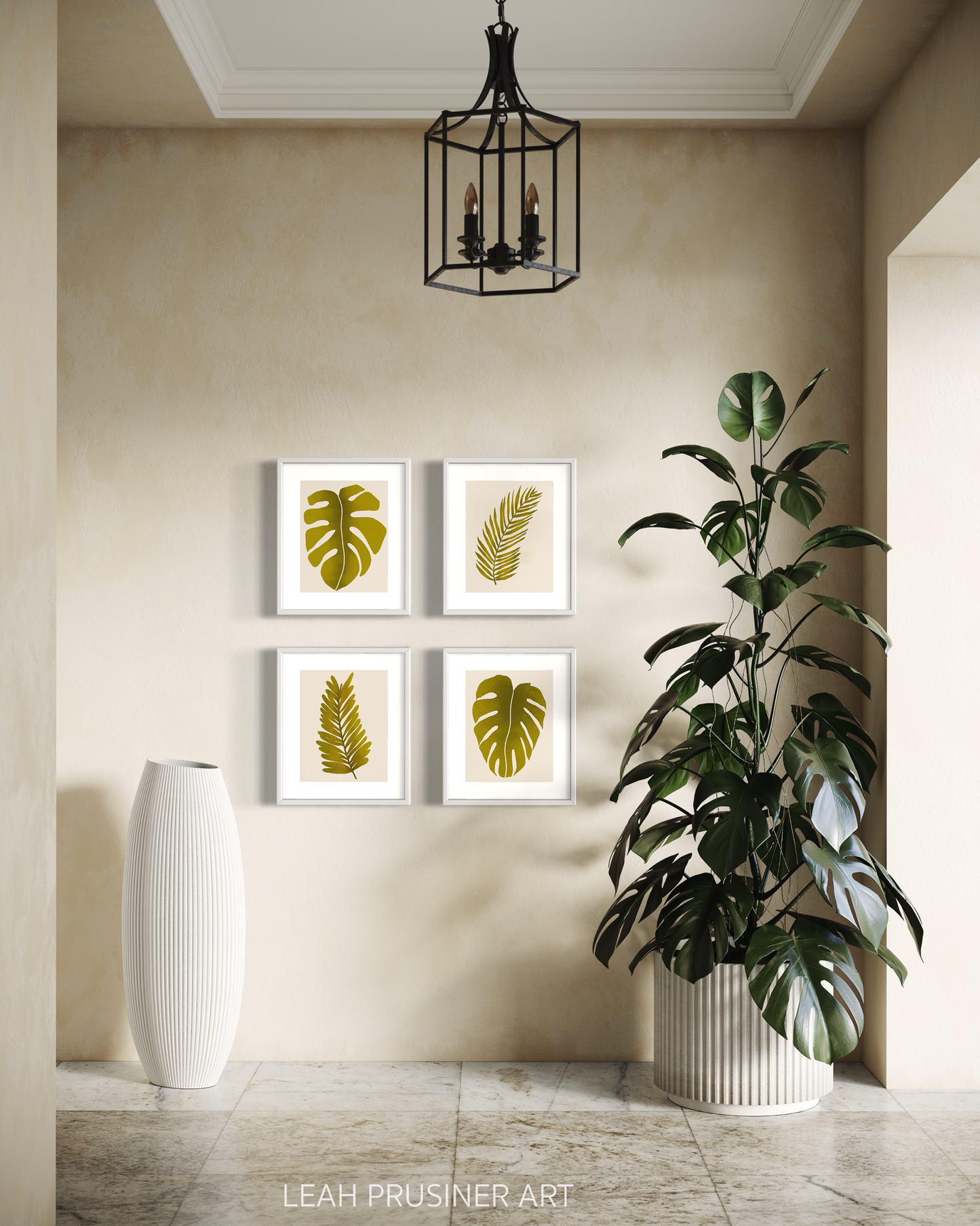 Tropical Leaves Gallery Wall Set of 4 Art Prints