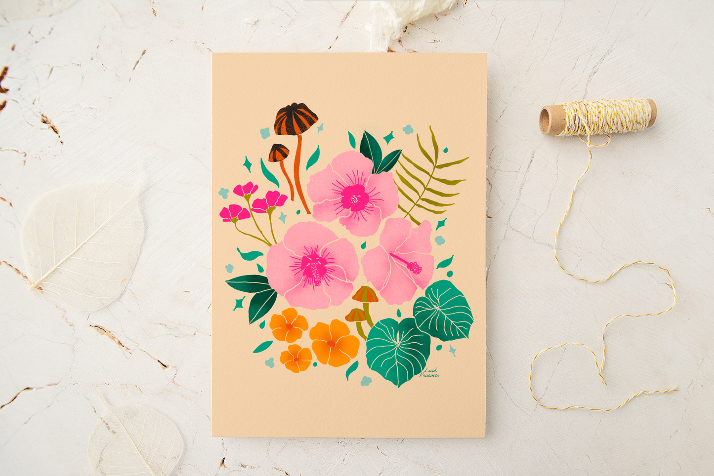 Tropical Shrooms & Blooms Art Print